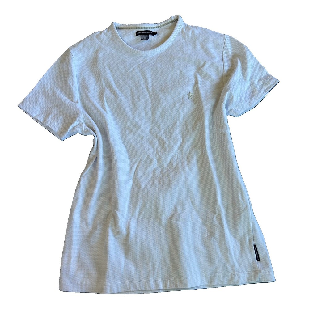 French Connection Men T-Shirt Size XL White Textured Short Sleeve
